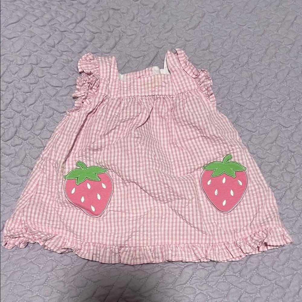 Starting Out Pink Gingham Strawberry Dress